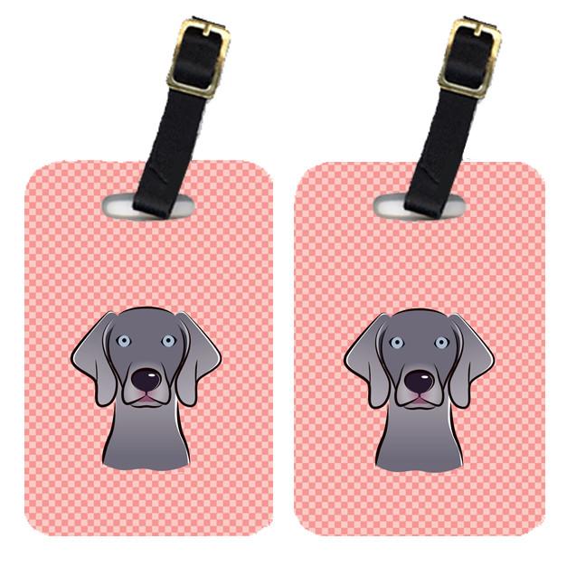Pair of Checkerboard Blue Weimaraner Luggage Tags BB1231BT by Caroline&#39;s Treasures
