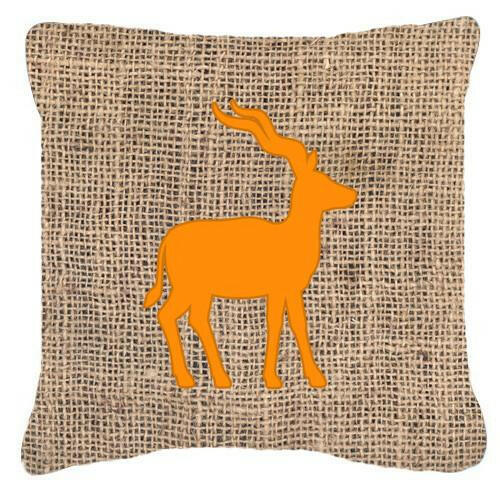 Deer Burlap and Orange   Canvas Fabric Decorative Pillow BB1121 - the-store.com