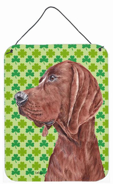 Redbone Coonhound Lucky Shamrock St. Patrick&#39;s Day Wall or Door Hanging Prints SC9731DS1216 by Caroline&#39;s Treasures
