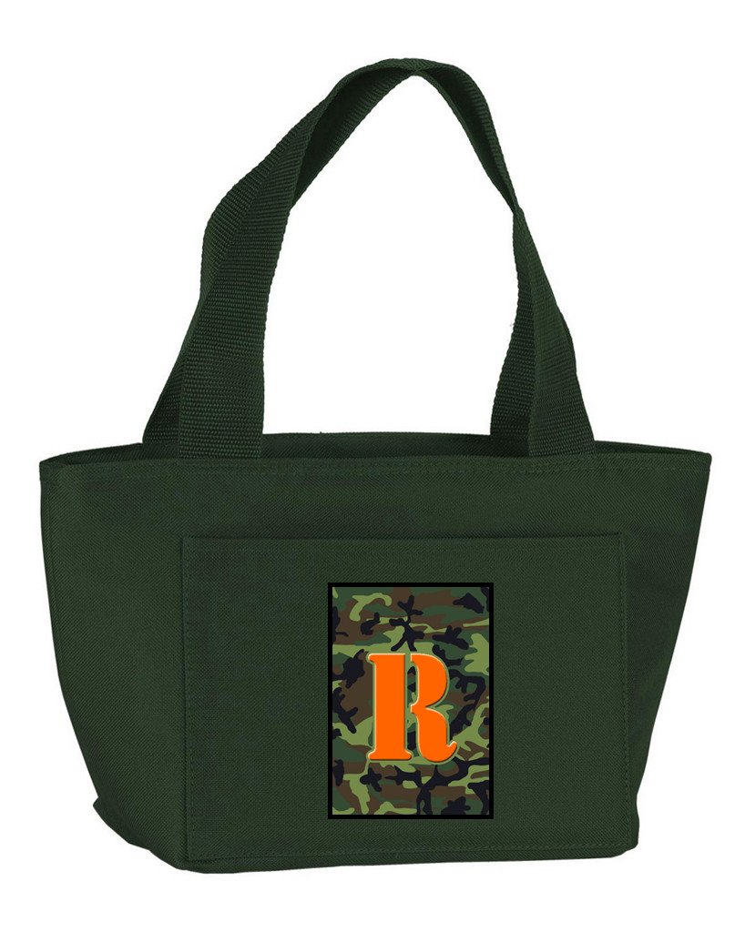 Letter R Monogram - Camo Green Zippered Insulated School Washable and Stylish Lunch Bag Cooler CJ1030-R-GN-8808 by Caroline&#39;s Treasures
