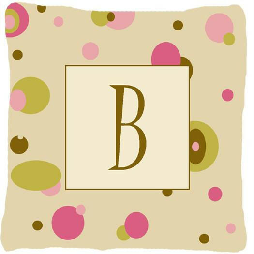 Letter B Initial Monogram - Tan Dots Decorative   Canvas Fabric Pillow - the-store.com