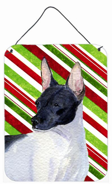 Rat Terrier Candy Cane Holiday Christmas Metal Wall or Door Hanging Prints by Caroline&#39;s Treasures