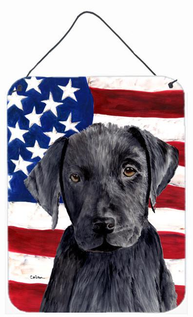 USA American Flag with Labrador Aluminium Metal Wall or Door Hanging Prints by Caroline&#39;s Treasures