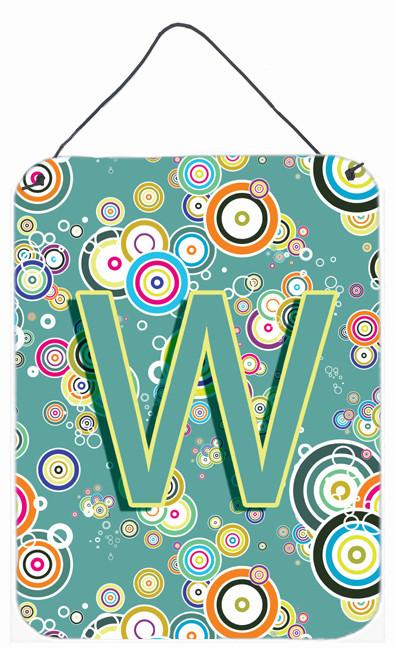 Letter W Circle Circle Teal Initial Alphabet Wall or Door Hanging Prints CJ2015-WDS1216 by Caroline&#39;s Treasures