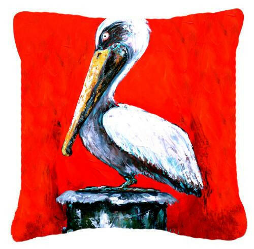 Bird - Pelican Red Dawn Canvas Fabric Decorative Pillow MW1133PW1414 by Caroline's Treasures