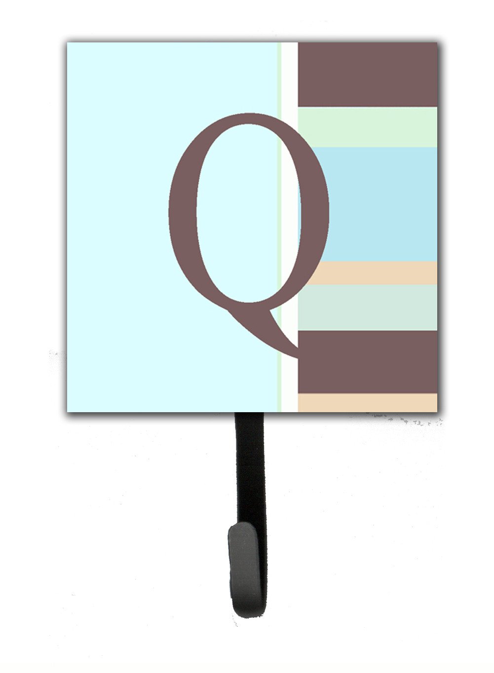 Letter Q Initial Monogram - Blue Stripes Leash Holder or Key Hook by Caroline's Treasures