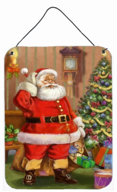 Christmas Santa by the Tree Wall or Door Hanging Prints APH4691DS1216 by Caroline's Treasures