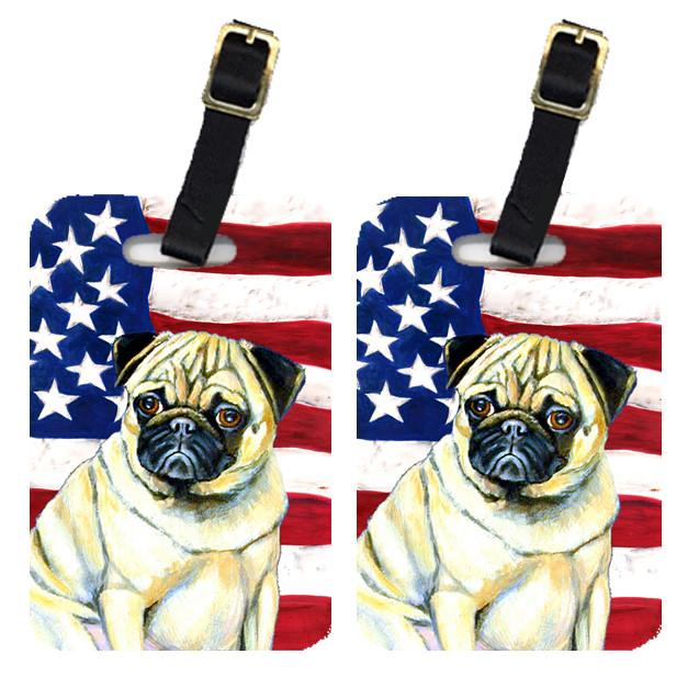 Pair of USA American Flag with Pug Luggage Tags LH9002BT by Caroline&#39;s Treasures