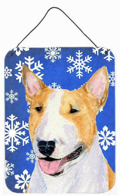 Bull Terrier Winter Snowflakes Holiday Wall or Door Hanging Prints by Caroline's Treasures