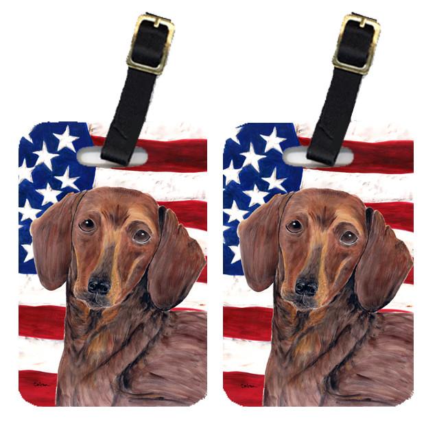 Pair of USA American Flag with Dachshund Luggage Tags SC9010BT by Caroline&#39;s Treasures