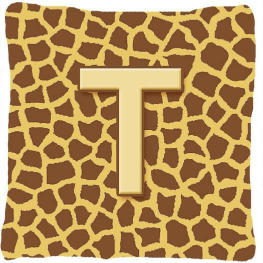 Monogram Initial T Giraffe Decorative   Canvas Fabric Pillow CJ1025 - the-store.com