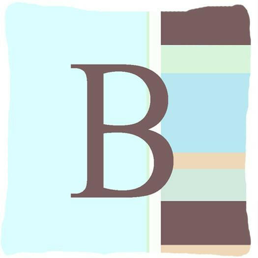 Letter B Initial Monogram - Blue Stripes Decorative   Canvas Fabric Pillow - the-store.com