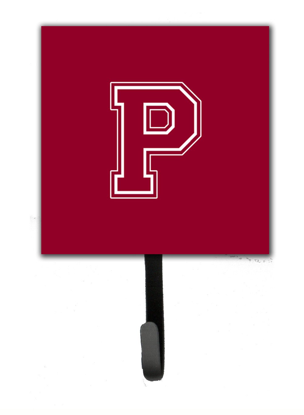 Letter P Initial Monogram - Maroon and White Leash Holder or Key Hook by Caroline's Treasures