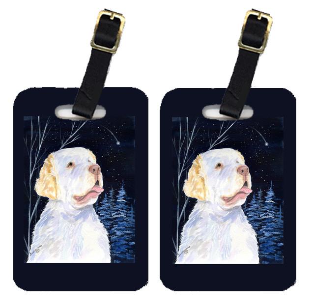 Starry Night Clumber Spaniel Luggage Tags Pair of 2 by Caroline&#39;s Treasures
