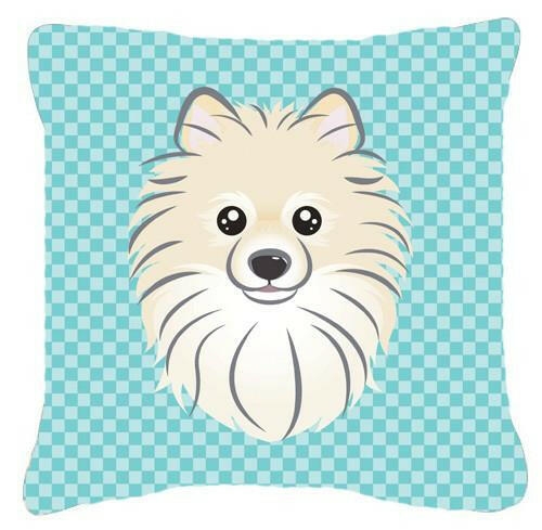 Checkerboard Blue Pomeranian Canvas Fabric Decorative Pillow BB1145PW1414 - the-store.com
