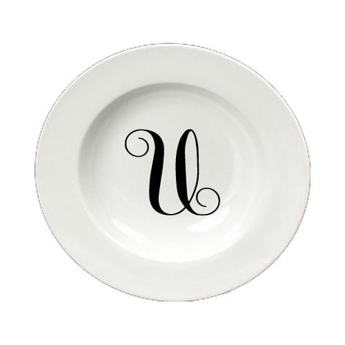 Letter U Initial Monogram Script Round Ceramic White Soup Bowl CJ1057-U-SBW-825 by Caroline&#39;s Treasures