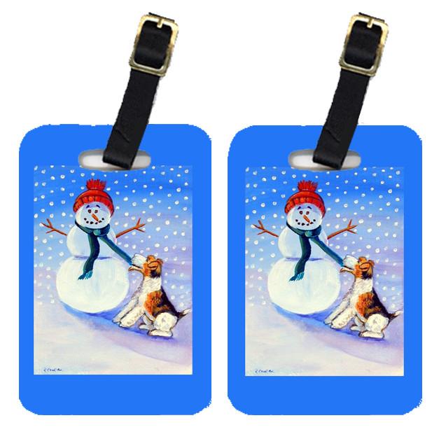 Snowman with  Fox Terrier Luggage Tags Pair of 2 by Caroline&#39;s Treasures