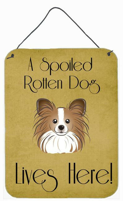 Caroline's Treasures Papillon Spoiled Dog Lives Here Wall or Door Hanging Prints BB1496DS1216