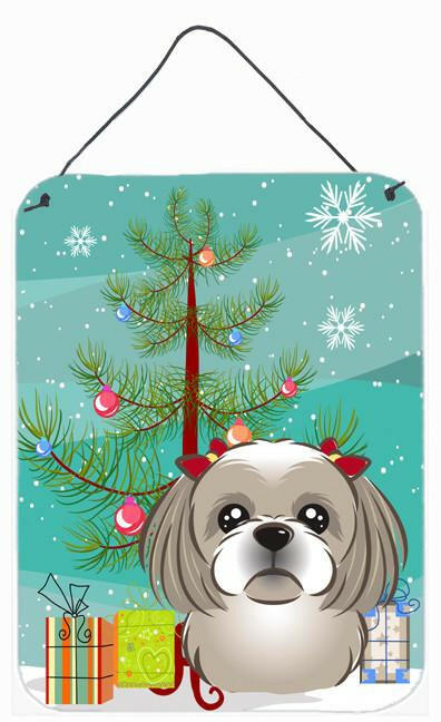Christmas Tree and Gray Silver Shih Tzu Wall or Door Hanging Prints BB1622DS1216 by Caroline's Treasures
