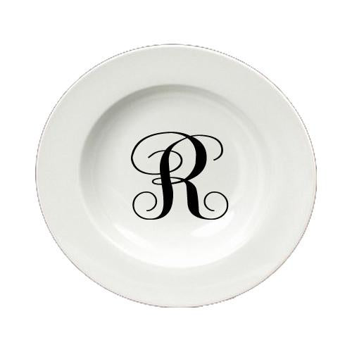 Letter R Initial Monogram Script Round Ceramic White Soup Bowl CJ1057-R-SBW-825 by Caroline&#39;s Treasures