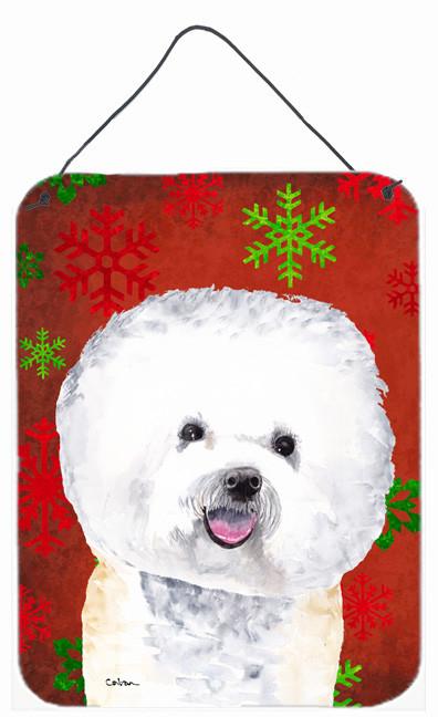 Bichon Frise Red Snowflakes Holiday Christmas Metal Wall or Door Hanging Prints by Caroline&#39;s Treasures