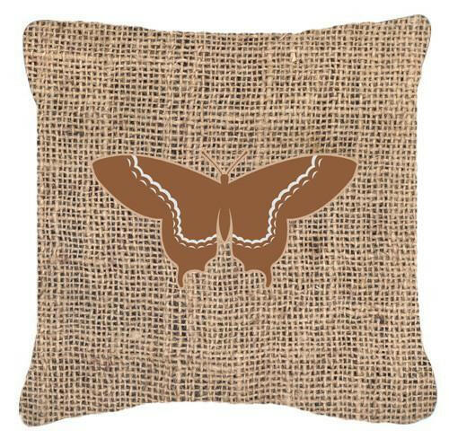 Butterfly Burlap and Brown   Canvas Fabric Decorative Pillow BB1030 - the-store.com