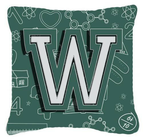 Letter W Back to School Initial Canvas Fabric Decorative Pillow CJ2010-WPW1414 by Caroline&#39;s Treasures