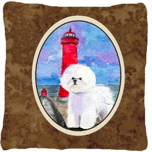 Lighthouse with Bichon Frise Decorative   Canvas Fabric Pillow by Caroline&#39;s Treasures