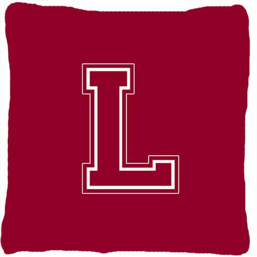 Monogram Initial L Maroon and White Decorative   Canvas Fabric Pillow CJ1032 - the-store.com