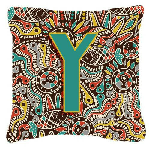 Letter Y Retro Tribal Alphabet Initial Canvas Fabric Decorative Pillow CJ2013-YPW1414 by Caroline&#39;s Treasures
