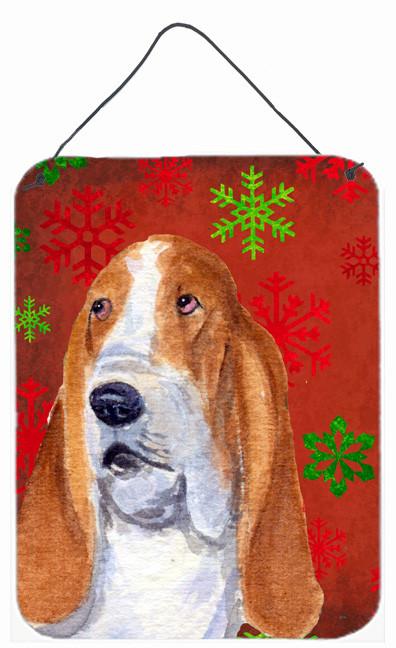 Basset Hound Red Snowflakes Holiday Christmas Wall or Door Hanging Prints by Caroline's Treasures