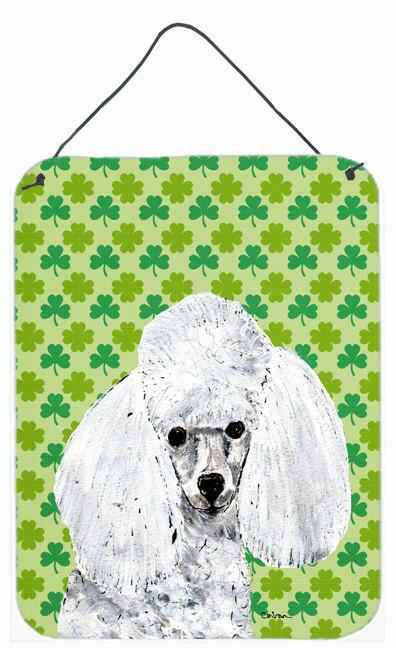 White Toy Poodle Lucky Shamrock St. Patrick&#39;s Day Wall or Door Hanging Prints SC9725DS1216 by Caroline&#39;s Treasures
