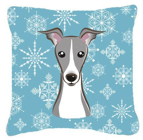 Snowflake Italian Greyhound Fabric Decorative Pillow BB1670PW1414 - the-store.com