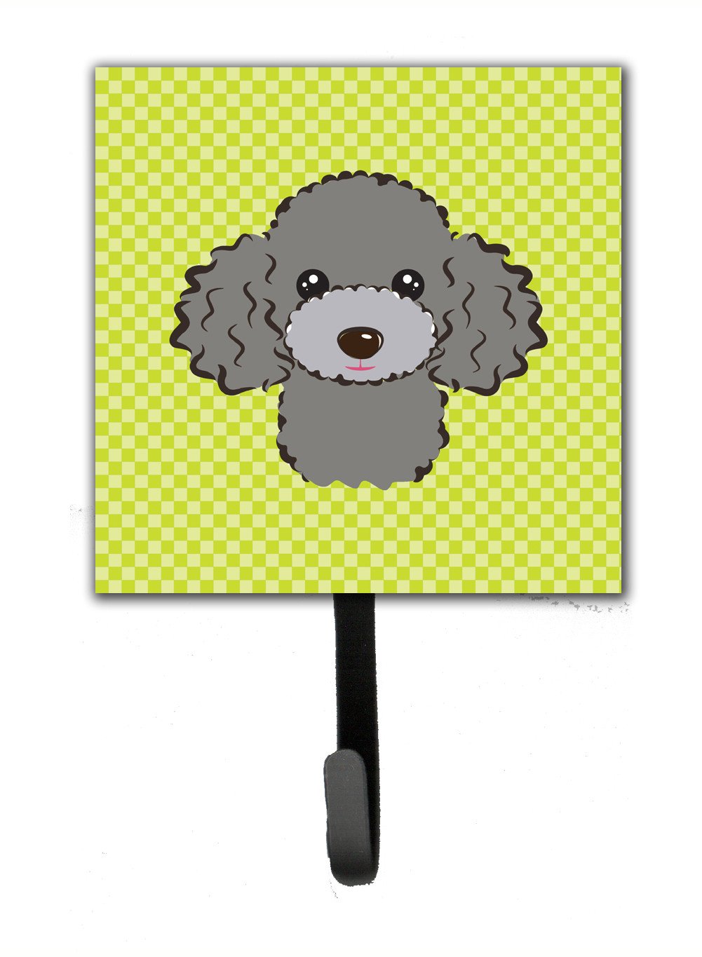 Checkerboard Lime Green Silver Gray Poodle Leash or Key Holder BB1321SH4 by Caroline&#39;s Treasures