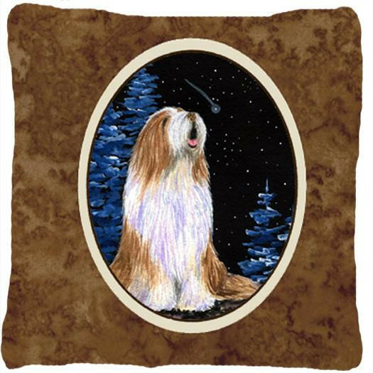 Starry Night Bearded Collie Decorative   Canvas Fabric Pillow by Caroline&#39;s Treasures