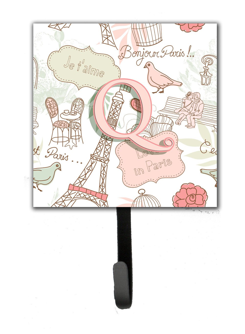 Letter Q Love in Paris Pink Leash or Key Holder CJ2002-QSH4 by Caroline&#39;s Treasures