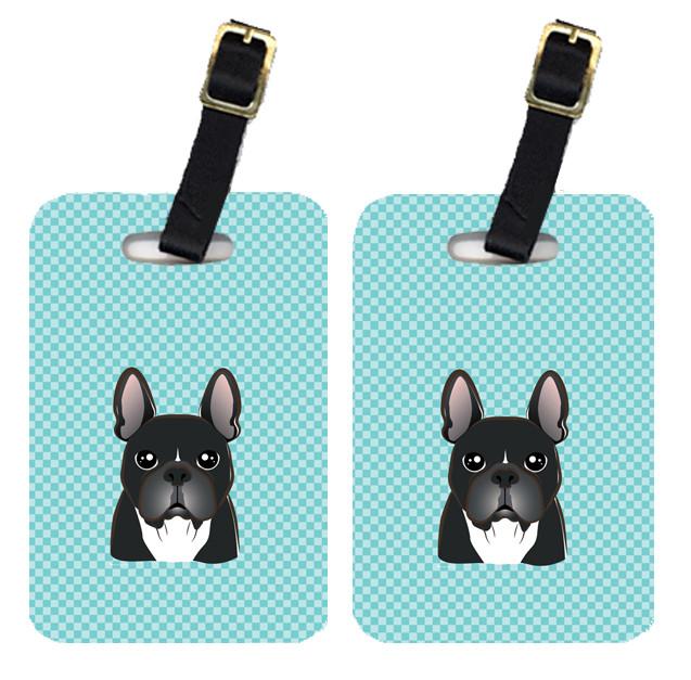 Pair of Checkerboard Blue French Bulldog Luggage Tags BB1165BT by Caroline&#39;s Treasures