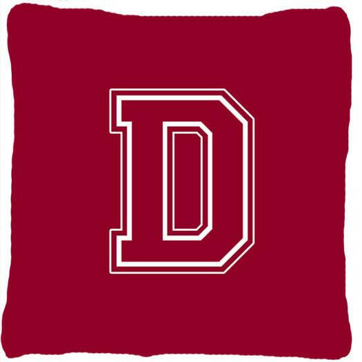 Monogram Initial D Maroon and White Decorative   Canvas Fabric Pillow CJ1032 - the-store.com