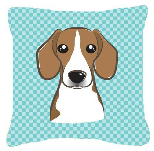 Checkerboard Blue Beagle Canvas Fabric Decorative Pillow BB1177PW1414 - the-store.com
