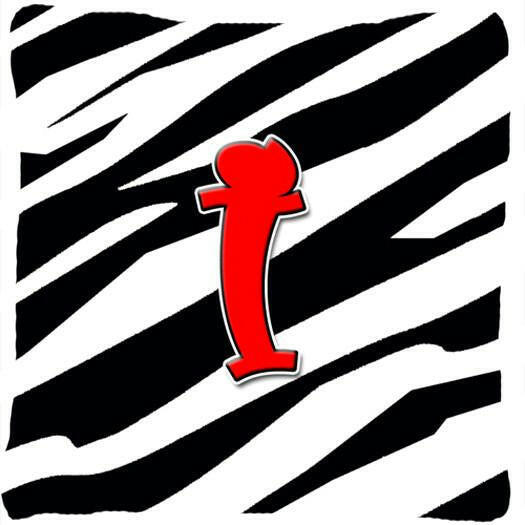 Monogram Initial I Zebra Red Decorative   Canvas Fabric Pillow CJ1024 - the-store.com