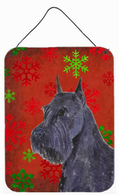 Schnauzer Red Snowflakes Holiday Christmas Wall or Door Hanging Prints by Caroline&#39;s Treasures