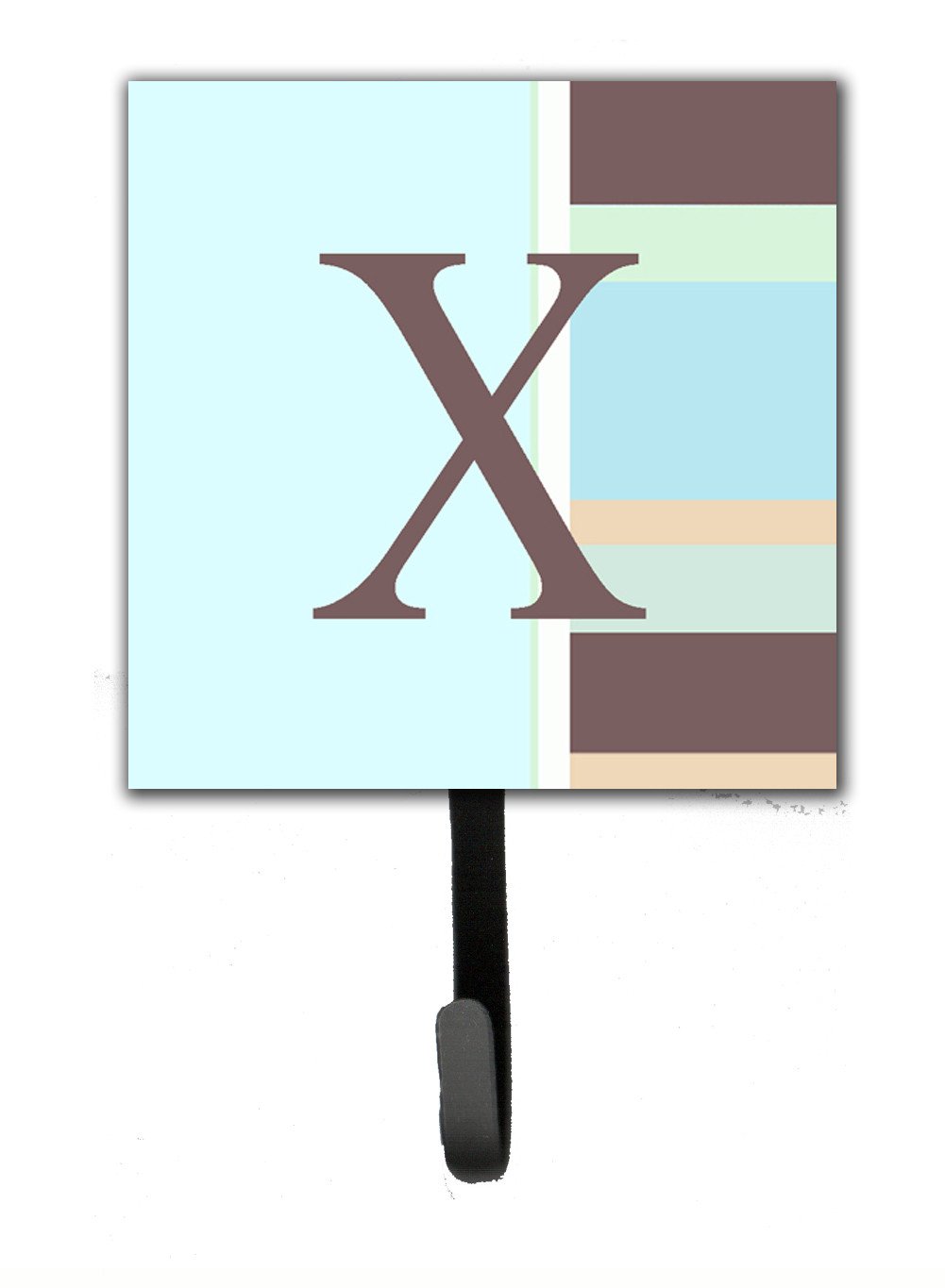 Letter X Initial Monogram - Blue Stripes Leash Holder or Key Hook by Caroline&#39;s Treasures
