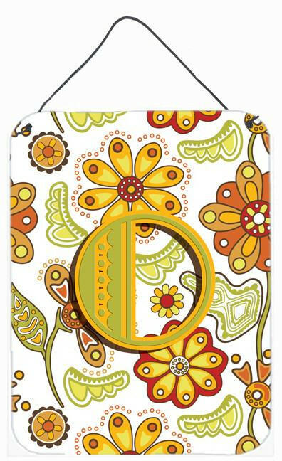 Letter O Floral Mustard and Green Wall or Door Hanging Prints CJ2003-ODS1216 by Caroline&#39;s Treasures