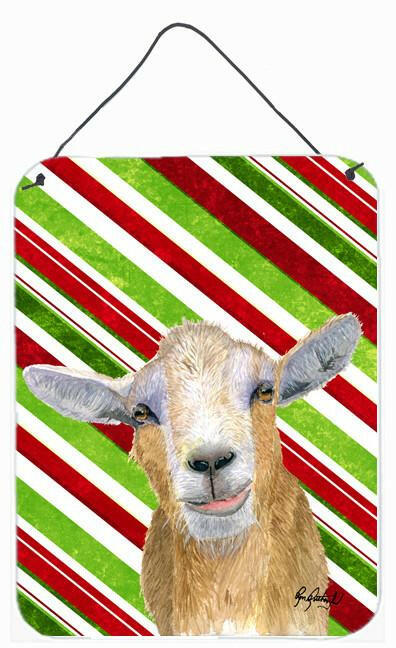 Candy Cane Goat Christmas Aluminium Metal Wall or Door Hanging Prints by Caroline&#39;s Treasures