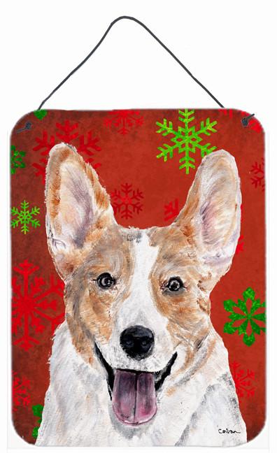 Cardigan Corgi Red Snowflakes Holiday Wall or Door Hanging Prints SC9744DS1216 by Caroline's Treasures