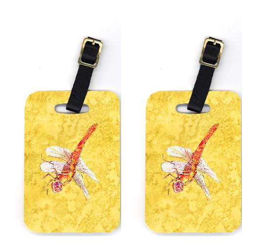 Pair of Dragonfly on Yellow Luggage Tags by Caroline's Treasures