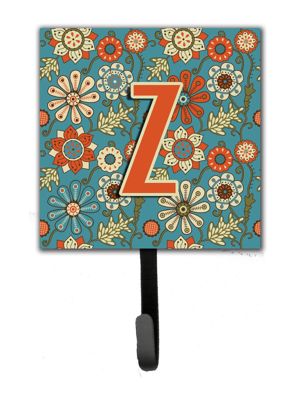 Letter Z Flowers Retro Blue Leash or Key Holder CJ2012-ZSH4 by Caroline&#39;s Treasures