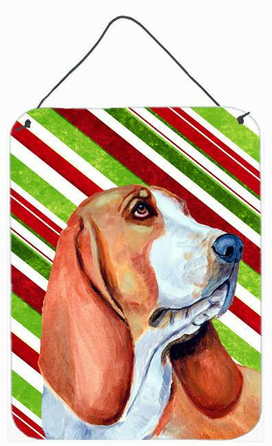 Basset Hound Candy Cane Holiday Christmas Wall or Door Hanging Prints by Caroline&#39;s Treasures