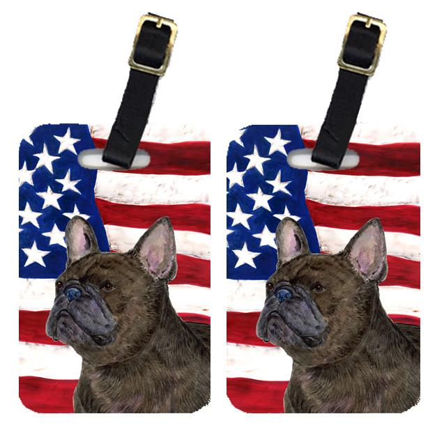 Pair of USA American Flag with French Bulldog Luggage Tags SS4003BT by Caroline&#39;s Treasures