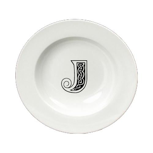 Letter J Initial Monogram Celtic Round Ceramic White Soup Bowl CJ1059-J-SBW-825 by Caroline's Treasures